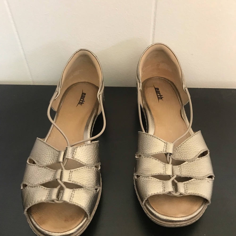 Earth Goldtone Leather  Sandals